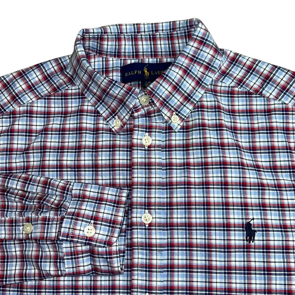 Ralph Lauren Boys Large Multicolor Plaid Long‎ Sleeve Thick  Button Down Shirt